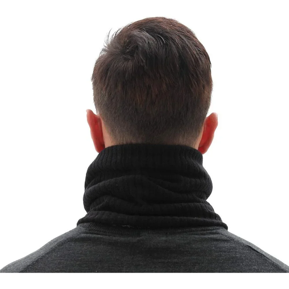 Men's Black 1 Winter Ski Neck Gaiter Face Scarf Fleece Lined Windproof Scarves